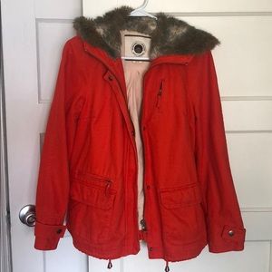Anthropologie Red pleated coat